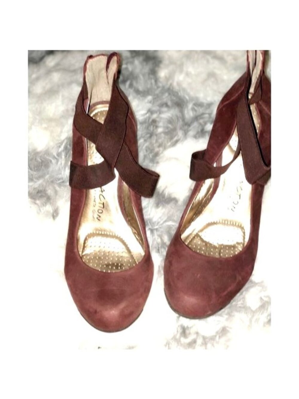 KENNETH COLE- Mary Jane Comfort Shoes Burgundy Leather Retro Pumps SIZE 8.5